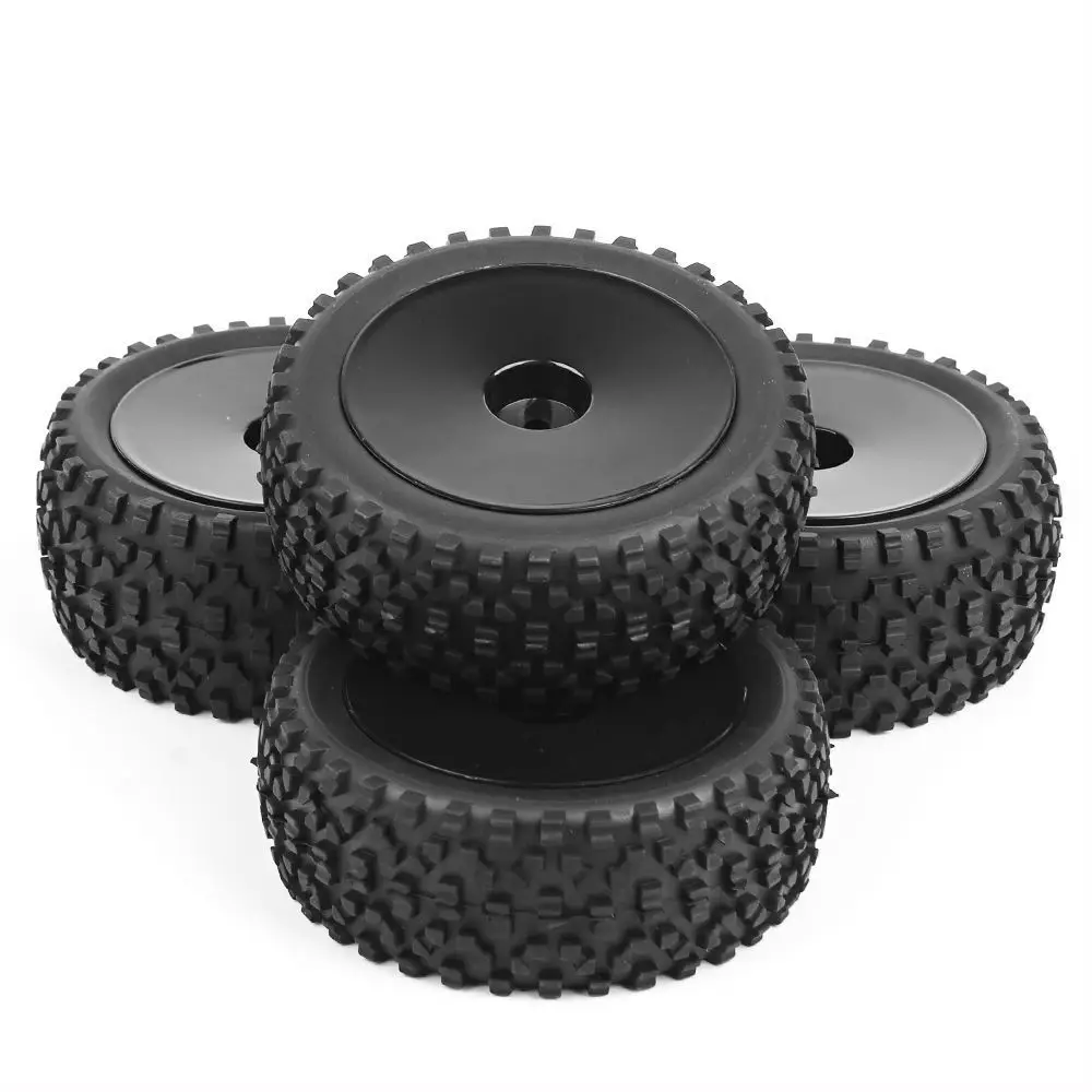 4pcs/set 1/10 buggy tires front&amprear rubber tyre wheel rim 25026+27011 fit HSP HPI RC off-road car toys parts accessories | Игрушки и