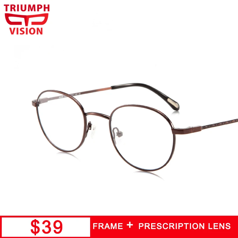 

TRIUMPH VISION Round Frame Metal Light EyeGlasses Myopia Lens Clear Vintage Prescription Glasses Women Anti Blue Ray Computer