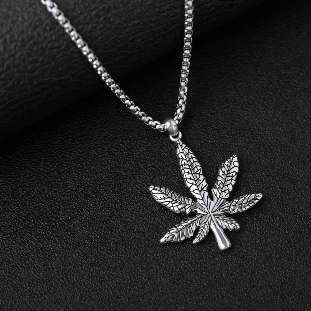 Ожерелье в стиле хип хоп с листьями дерева мужские и женские подвески виде