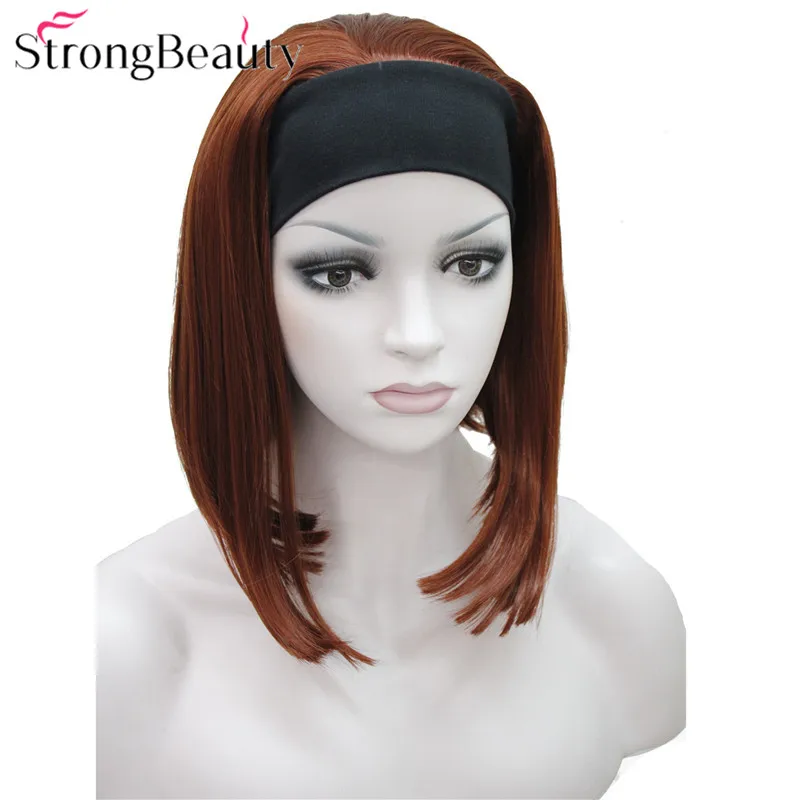 StrongBeauty половина женские 3/4 парик с оголовьем прямые синтетические монолитные волосы женские парики 10 цветов
