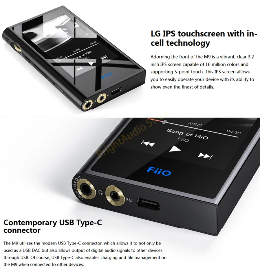 FiiO M9 HIFI AK4490EN* 2 Сбалансированный WIFI USB DAC DSD портативный аудио mp3-плеер высокого разрешения Bluetooth LDAC APTX FLAC