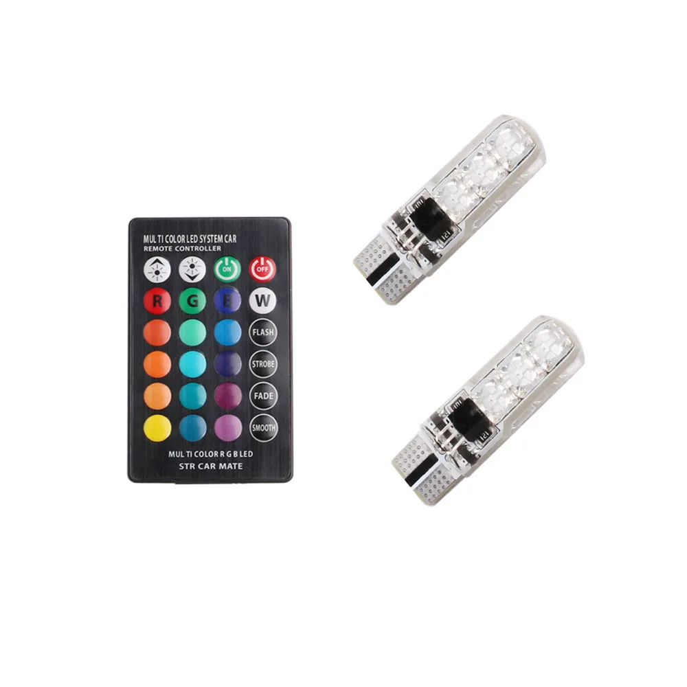 Синий W5W светодиодный T10 Canbus светодиодный автомобильный светильник s RGB T10 RGB светодиодный s пульт дистанционного управления авто лампы Светильник лампы для автомобиля ампулы светодиодный Voiture ford - Испускаемый цвет: Синий