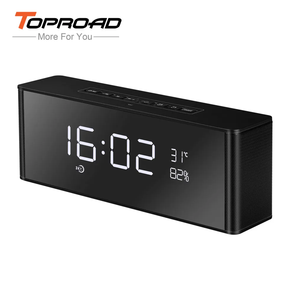 TOPROAD Портативный будильник Bluetooth динамик Hifi Stero объемный беспроводной поддержка