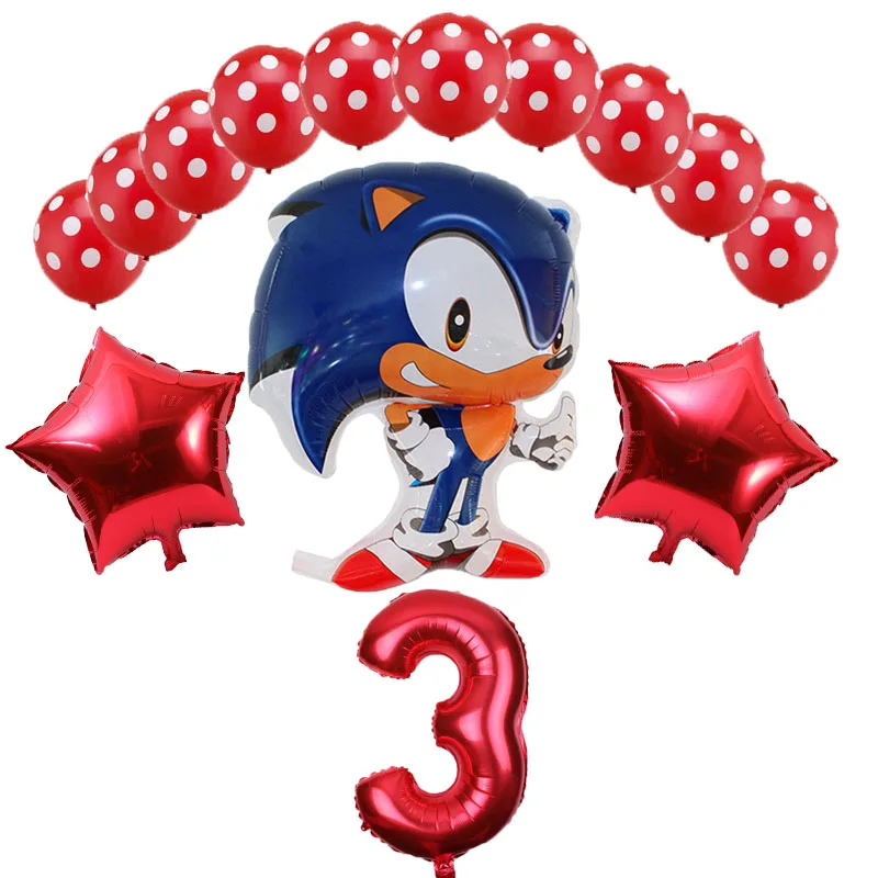 red 3 14 шт. sega Sonic the Hedgehog супер герой Двусторонняя Фольга шар вечерние латексные шары украшения поставки - Цвет: red 3