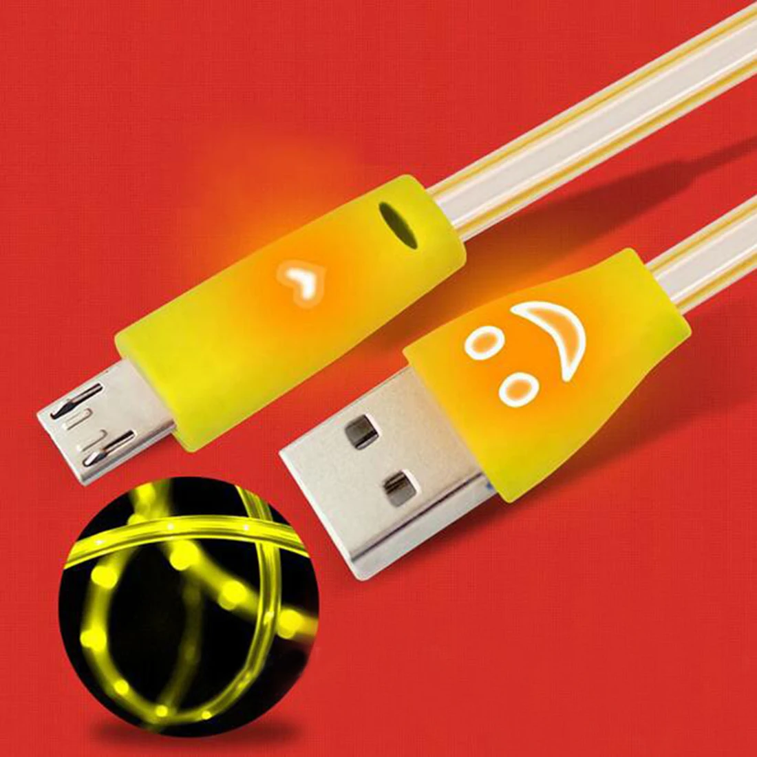 Кабель Micro USB для телефона цветной градиентный светодиодный кабель USB2.0 зарядки