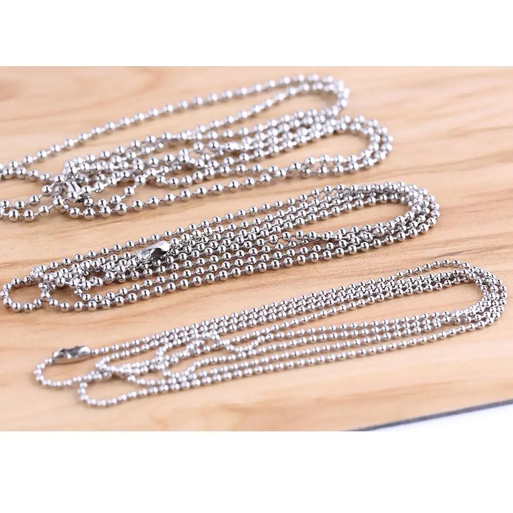 

onwear 5pcs 60cm 70cm 80cm Stainless Steel 1.5mm 2.0mm 2.4mm Beads Ball Chain Necklace for diy jewerly making accessories