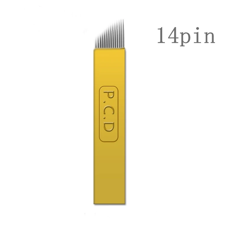 100 шт. PCD 14 Pin Перманентный макияж бровей Тату лезвие микроблейдинг иглы для 3D