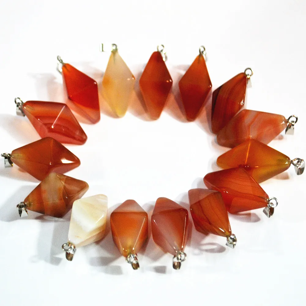 Высокое качество Натуральный камень двойная Пирамида Подвески красный оникс