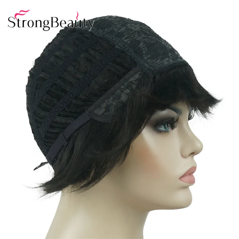 StrongBeauty короткие прямые парики мягкие волосы слоистые локоны Омбре блонд/Красный синтетический парик