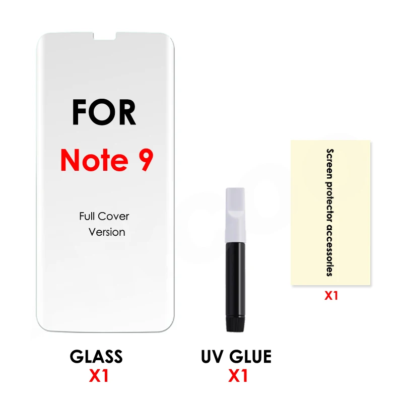 for Note 9 Akcoo S10 Plus закаленное стекло Полный Клей протектор экрана для samsung Galaxy S8 9 Plus Note 8 9 10 UV стекло протектор экрана - Цвет: for Note 9