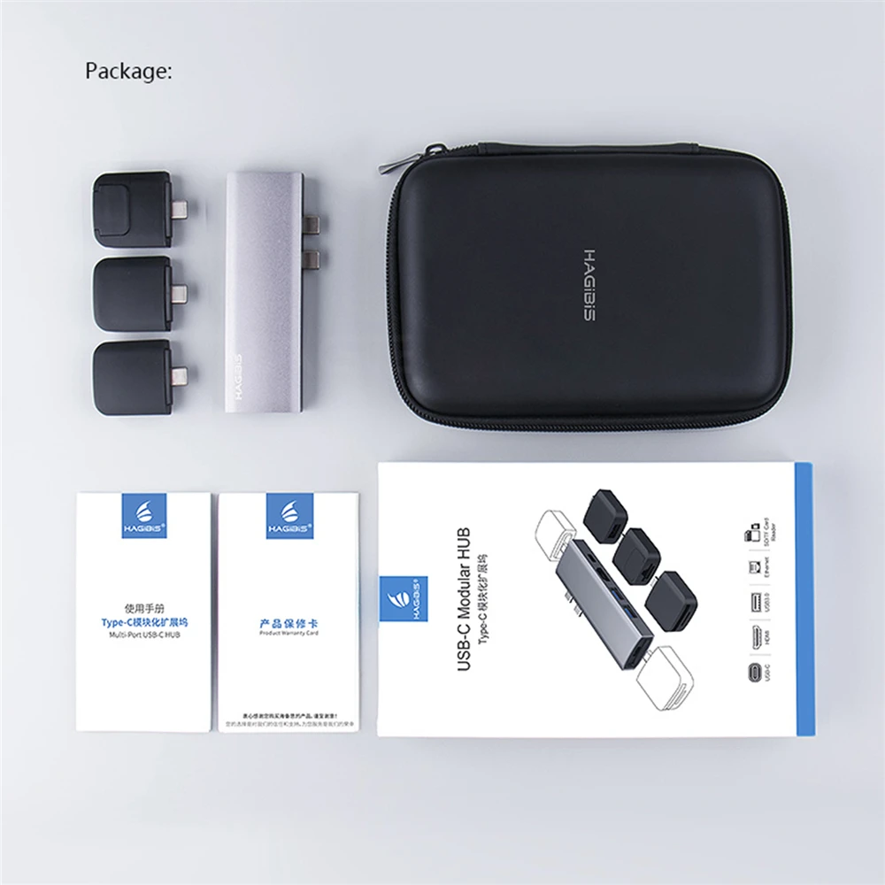 

Dual Type C Hub 4K HDMI USB 3.0 Thunderbolt 3 for Apple MacBook Pro Adapter Charger PD Adapter with Storage Case SD/TF Card Slot