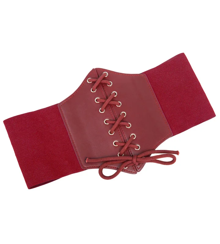 4 Red Corset belts Корсетный пояс для женщин размера плюс 3XL Модный Роскошный пояс из искусственной кожи на шнуровке широкий пояс с пряжкой - Цвет: 4 Red Corset belts