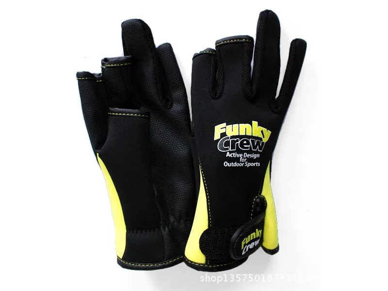 100 пар/лот Бесплатная Размеры новые зимние перчатки для рыбалки 3 пальца вырезать