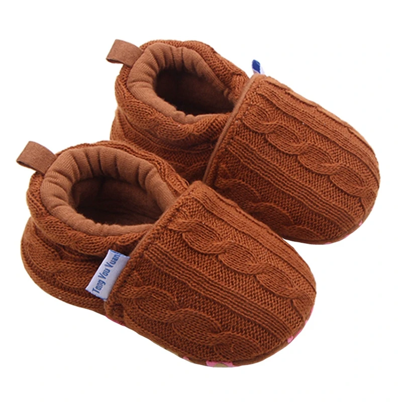 Детские туфли для девочек и мальчиков-младенцев, мокасины, без застежки, для новорожденных первых шагов, из хлопковой вязанной ткани, детские крючком, домашние тапочки.