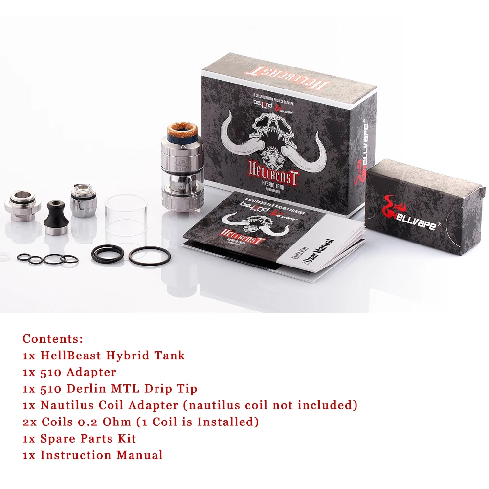 НОВЕЙШИЙ гибридный Танк HELLVAPE Hellbeast Sub ohm 24 мм Vape атомайзер 4 0 мл/4 3 мл/3 5 мл