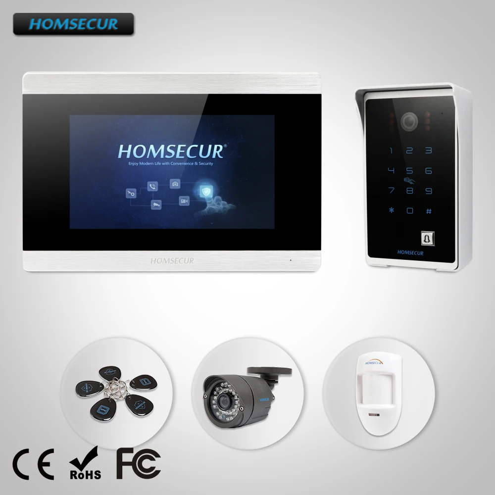HOMSECUR 7 &quotПроводной Видеодомофон Система + Передача Вызова для Квартиры BC081 BM715