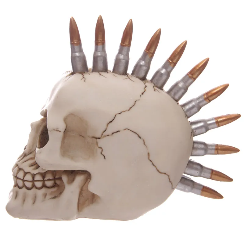 Пуля голова Череп Украшение Фигурка Mohawk скелетная фигура Mohican панк череп с пулями