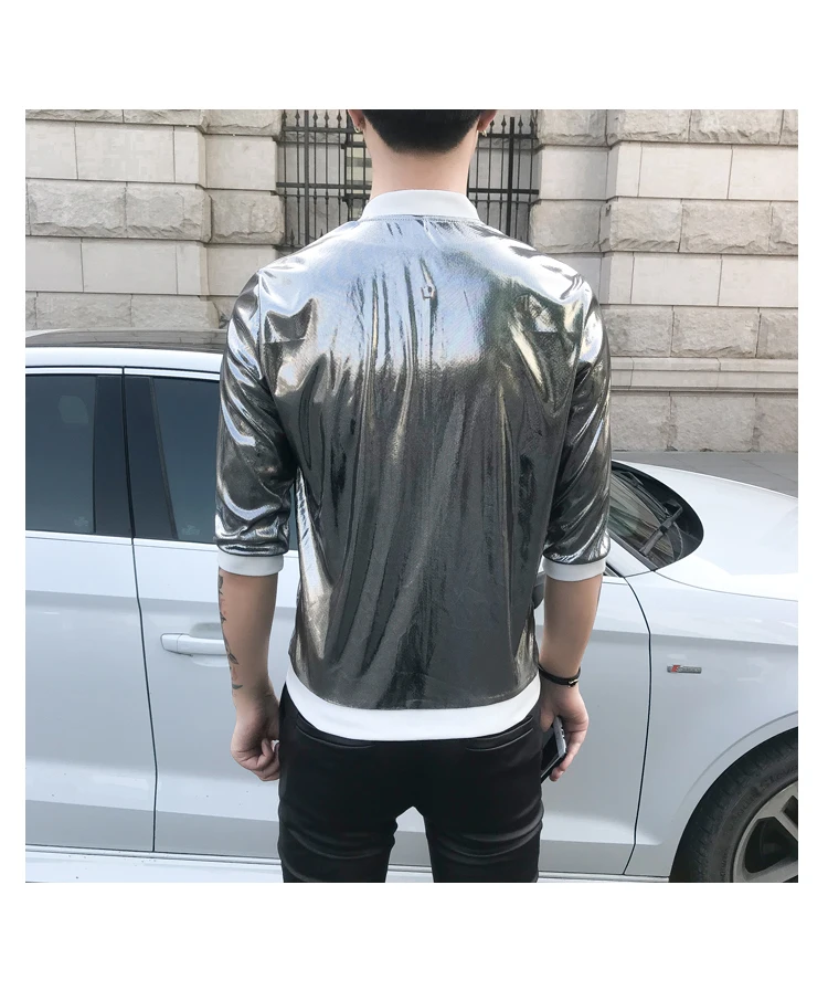 Новые летние мужские куртки серебристого и золотого цвета с рукавом три четверти