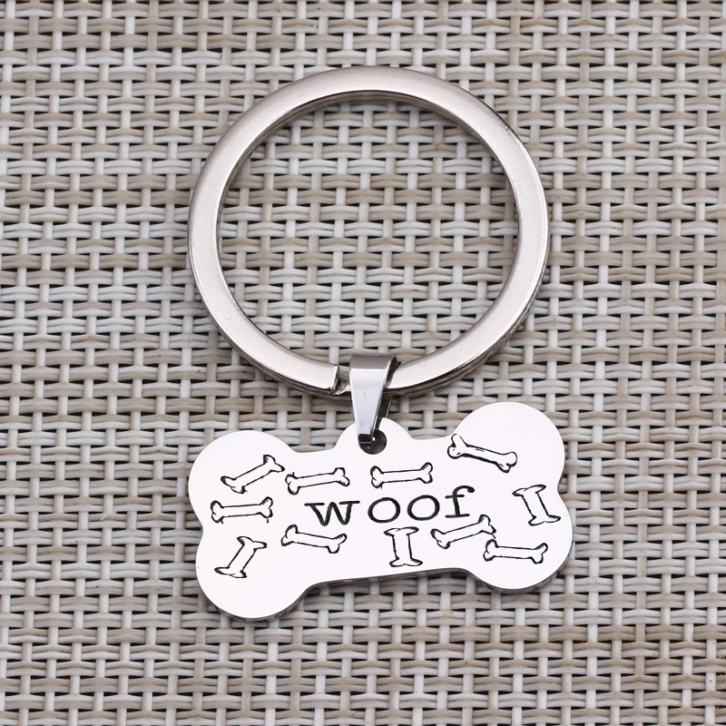 Брелок в форме кости с гравировкой Woof подарок для домашних животных любимого