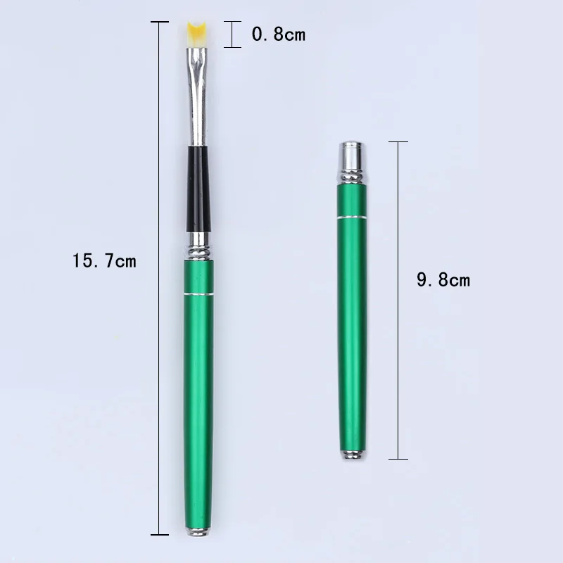 Acrylic French Tip Nail Brush For Gel Polish Half Moon Shape Drawing Painting Pen Green Handle Art Tool | Красота и здоровье
