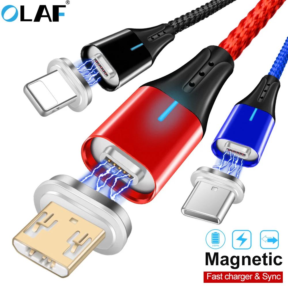Магнитный двухсторонний кабель OLAF 3A Micro USB Тип C шнур для зарядного устройства Iphone