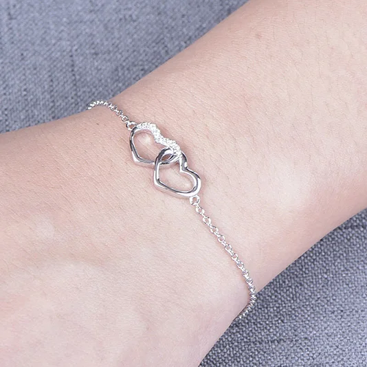 YL Heart 925 Sterling Silver Bracelets for Women Wedding Fine Jewelry Engagement Lover's Best Friends |