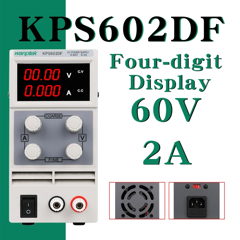 KPS 60V 2A Источник питания постоянного тока KPS3010DF переменный 30 в 10A Регулируемый Импульсный регулируемый источник питания цифровой с аллигатором свинцовое лабораторное оборудование - Цвет: KPS 60V 2A