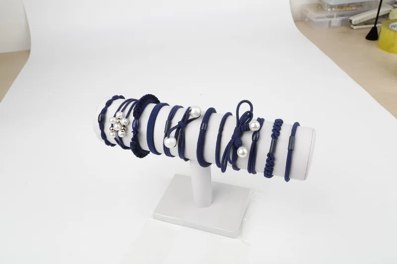 Dark Blue Новинка; 24 шт.; модные эластичные резинки для волос для девочек и женщин; Детская резинка для хвоста; резинки для волос; аксессуары для волос; комплект - Цвет: Dark Blue