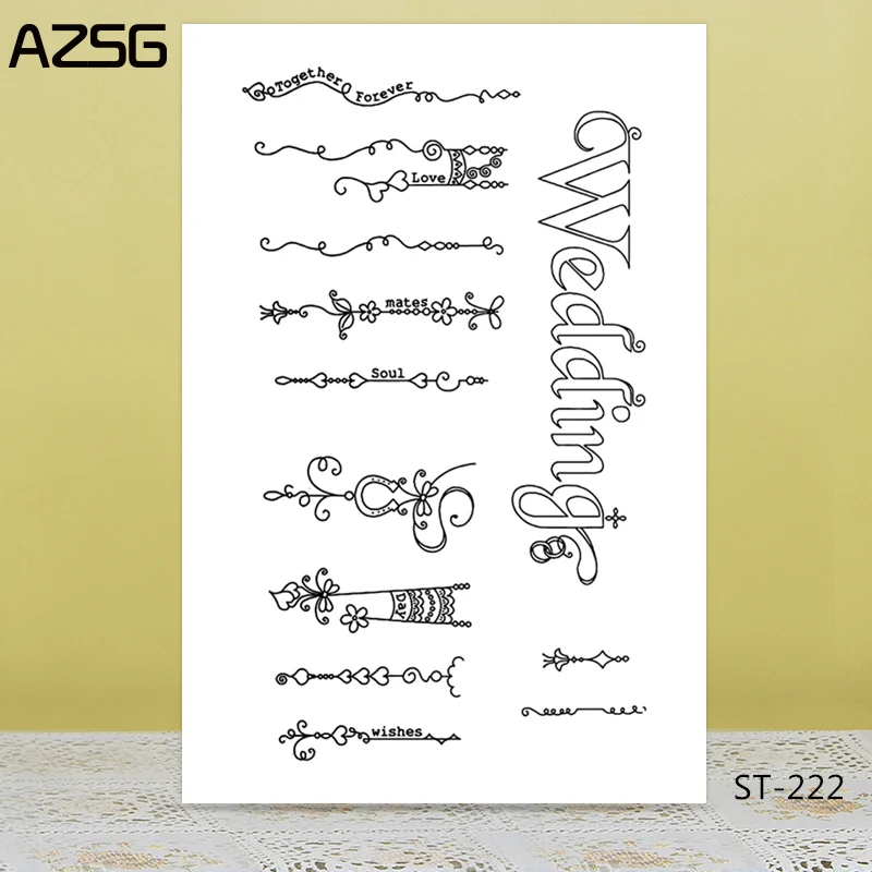 

AZSG Wedding Word Pendant Tassels Clear Stamps/Seal For DIY Scrapbooking/Card Making/Album Decorative Silicone Stamp Crafts