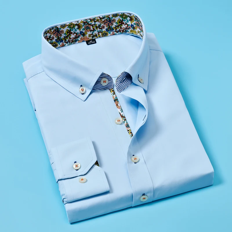 Мужская Новая рубашка с длинным рукавом деловые повседневные приталенные