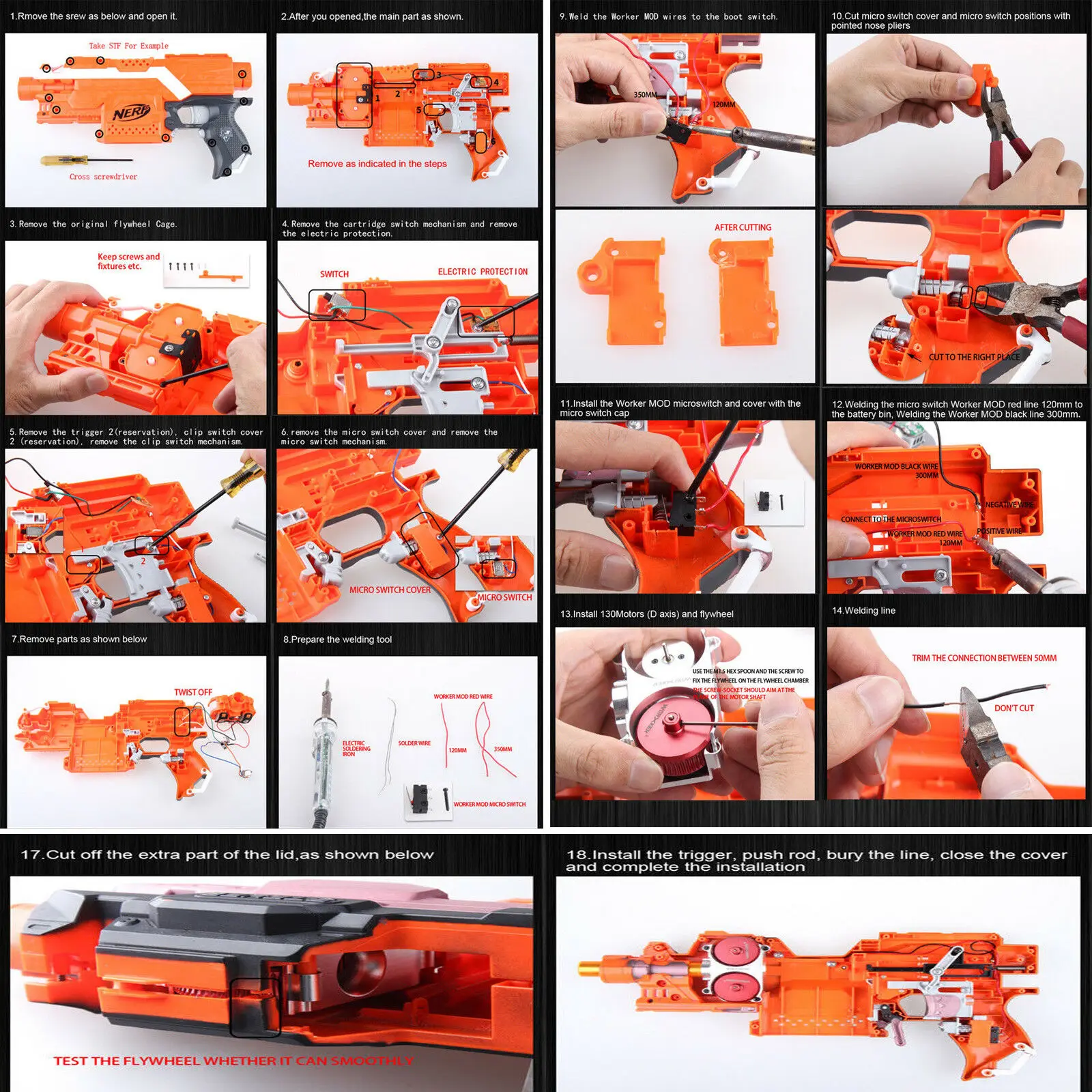 Рабочий мод бриллиантовый узор маховик обновленный комплект для Nerf Stryfe/Rapidstrike CS 18
