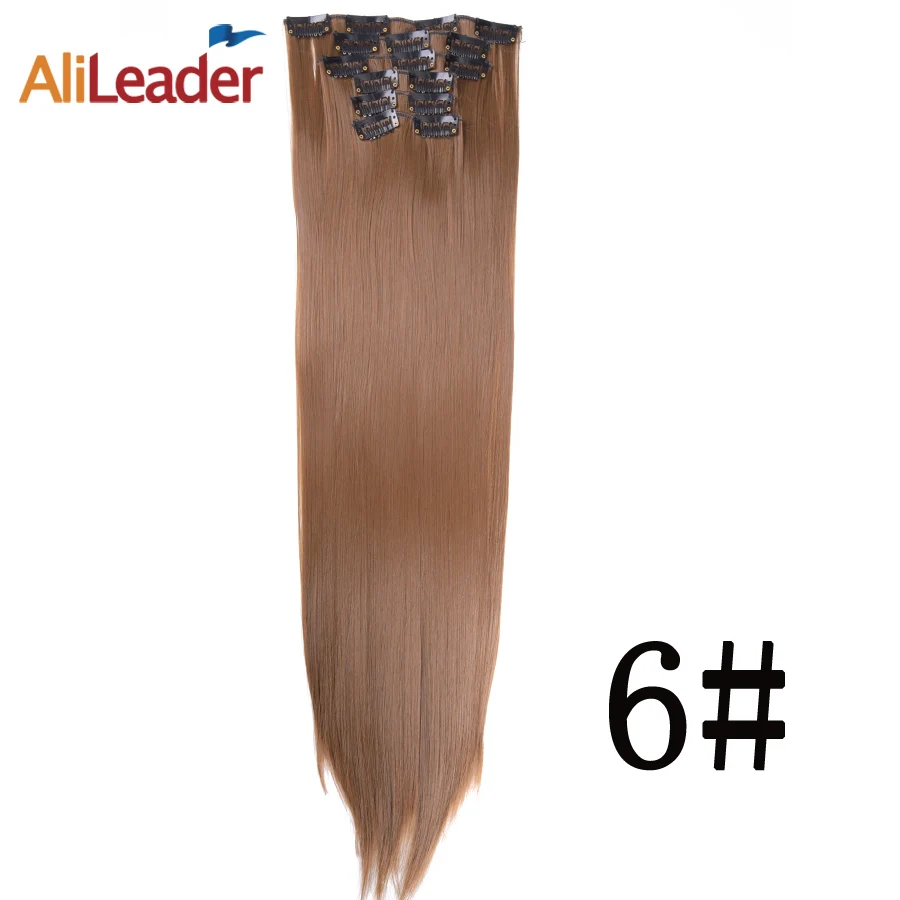 color 6 Alileader, 55 см, натуральные густые Длинные Синтетические волосы, удлинение, жаростойкие волосы на заколках, кудрявые, 22 дюйма, блонд, коричневый, 1 шт - Цвет: color 6