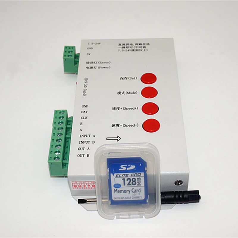 Фото T1000S SD карты WS2801 WS2811 WS2812B LPD6803 и т. д. светодио дный 2048 контроллер пикселей DC5 ~ 24 В T1000S SD карты WS2801 WS2811 WS2812B LPD6803 и т. д. светодио дный 2048 контроллер пикселей DC5 ~ 24 В