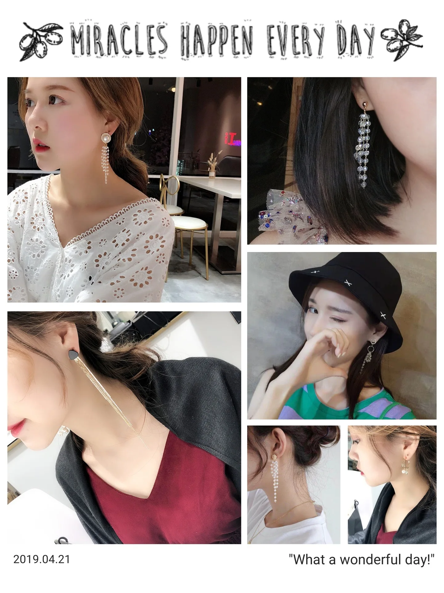 Silver Plated Fashion CZ Dangling Wedding Crystal Pearl Star Heart Cherry Pendant Earrings Stunds ball ear buckle earrings | Украшения и