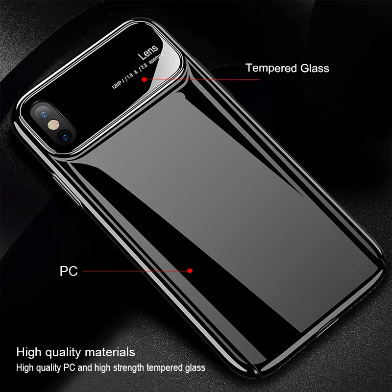 RZP роскошный защитный чехол для iPhone X из закаленного стекла + PC задняя крышка