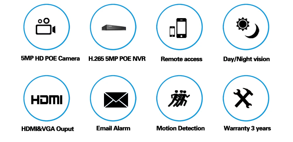AHCVBIVN 5MP POE Комплект видеонаблюдения 4CH NVR CCTV камера системы 4 шт. мегапиксельная 5 Мп Всепогодная CCTV безопасности POE IP камера