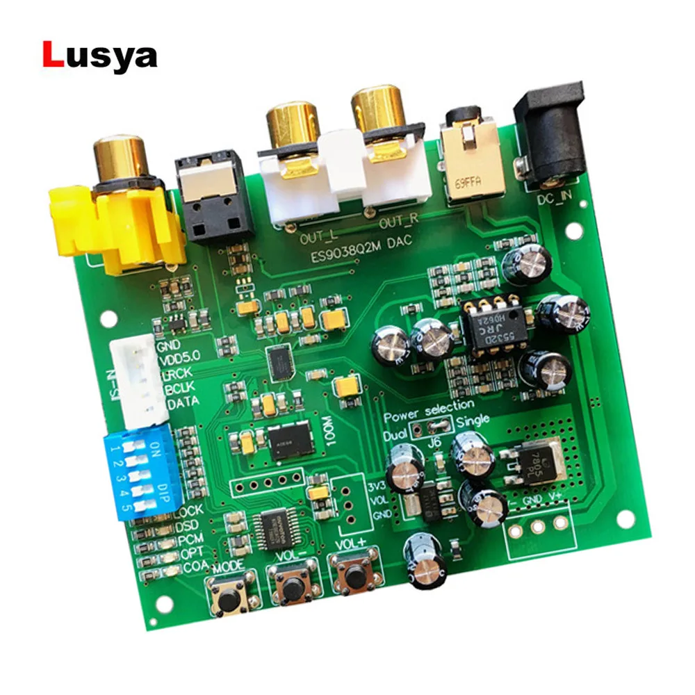 DC 9-15 в ES9038Q2M ies DSD DOP коаксиальный волокно SPDIF цифровой аудио DAC декодер плата 44,1 k-192 k DSD64 32 бит 384k DSD128 DSD256