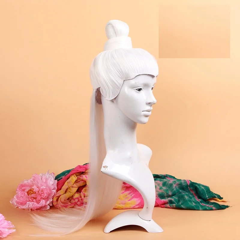 Hair wig A white Серебряная белая Древняя китайская диадема для волос, диадема для мужчин, парик с белыми волосами, диадема для волос - Цвет: Hair wig A white