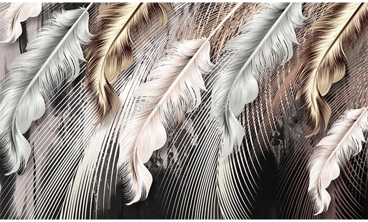 Custom Photo Wallpaper Modern 3D Luxury Feather Line Mural Living Room Restaurant Background Wall Paper For Walls 3 D Home Decor