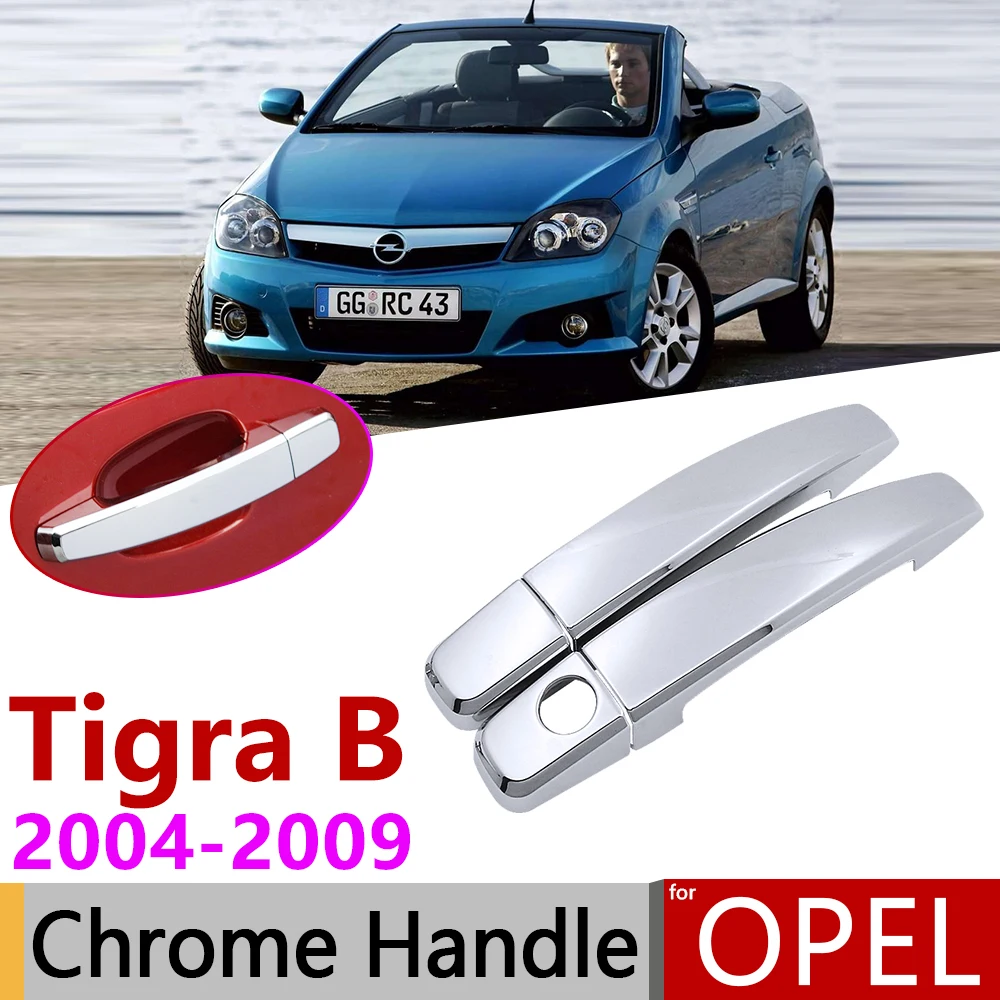 for Opel Tigra B 2004~2009 Vauxhall Holden TwinTop Chrome Exterior Door Handle Cover Car Accessories Stickers Trim Set 2006 2008