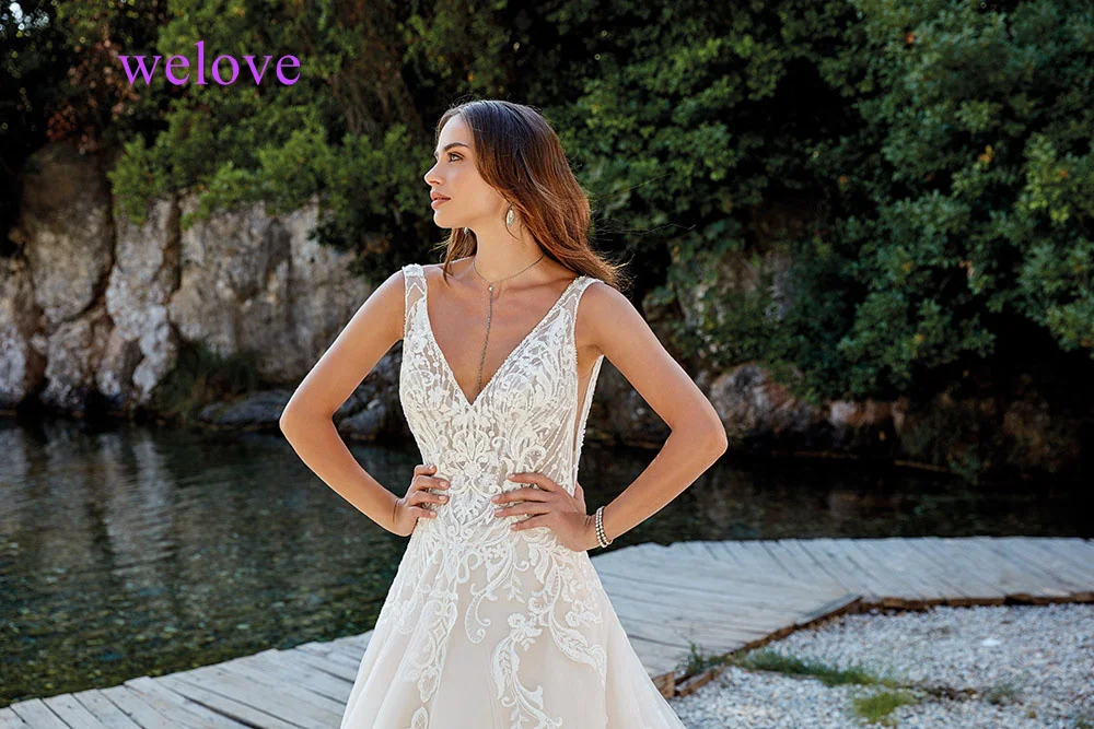 Robe de mariee Новое поступление новое летнее пляжное свадебное платье с бретелями белое свадебное платье с открытой спиной es Vestige De Noiva