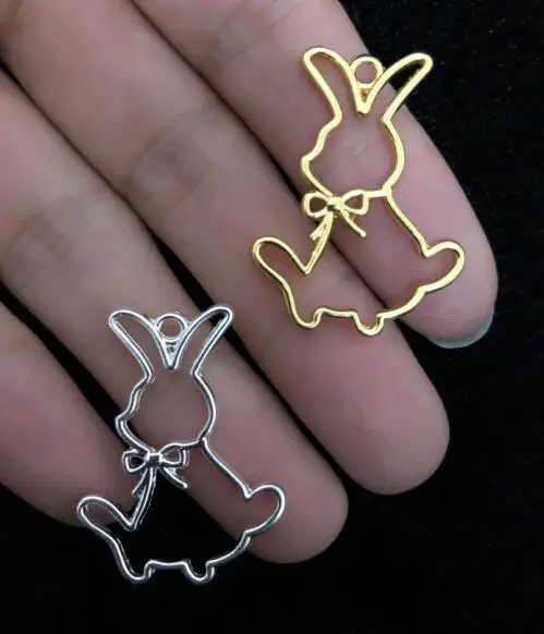 sit rabbit in silver 5 шт., сказочное животное, девять хвостов, лисы, маленькая коати, Безель, вентилятор, подвеска, рамка, сделай сам, УФ смола, ремесло, золото, серебро, кролик, Полые Подвески - Цвет: sit rabbit in silver