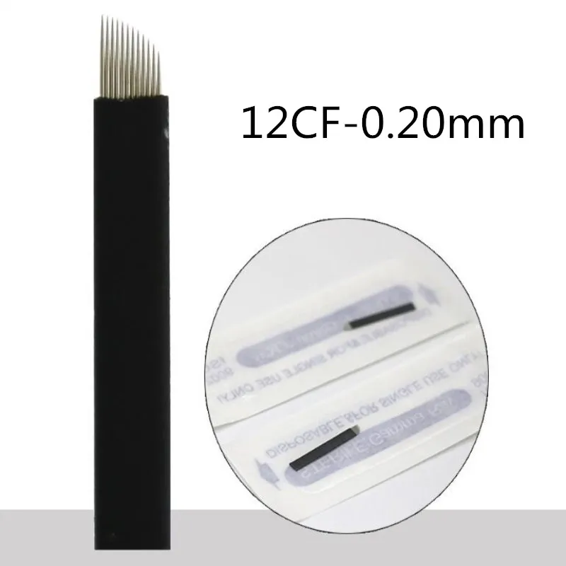 

100 штук 0,20 мм черный гибкий 12/12 u-образный микроблейдинг иглы микроблейдинг tebori лезвия для ручного тату-ручки машины