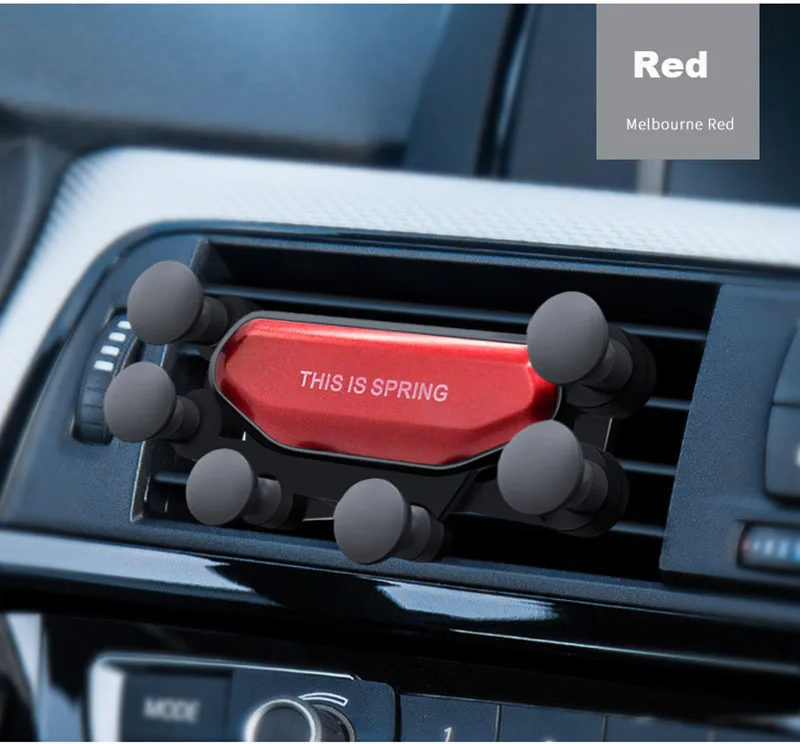 red Universal Gravity Car Phone Holder for iPhone X XS MAX Samsung S9 S10 Plus Car Air Vent Mount Holder Auto Lock for Huawei Xiao - Color: red