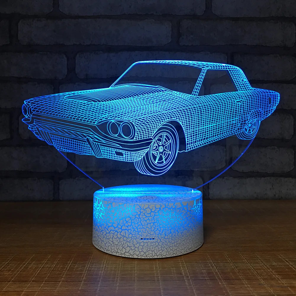 7 цветов Подарочный Автомобильный светодиодный ночной Светильник СВЕТОДИОДНЫЙ 3d