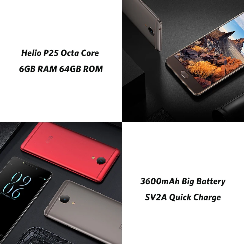 Elephone P8 5 дюймов смартфон Android 7 0 Helio P25 Восьмиядерный 6 ГБ Оперативная память 4G B