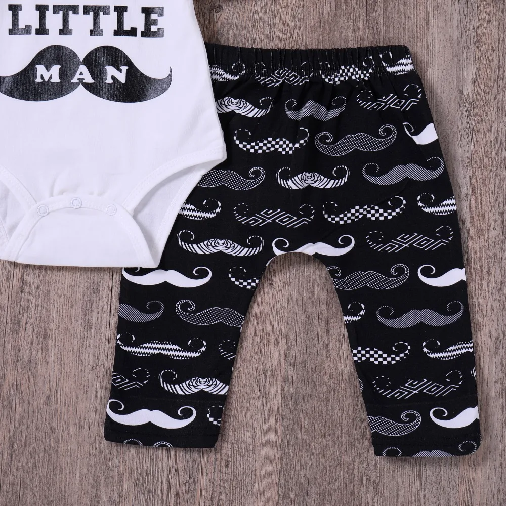 Cool litttle Man Baby boy clothes set 2PCS Suits Romper+Moustache Pants +Hat Newborn boys Outfits |