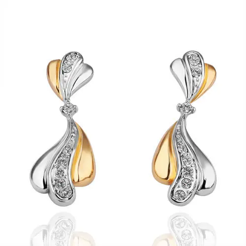 GPE106 free shipping 18 K gold plated earrings Genuine Austrian crystals Nickle antiallergic factory prices | Украшения и