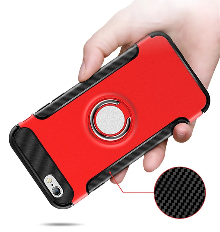EMIUP Case For iPhone 7 6 Plus Luxury Metal Ring Holder Combo Phone 6s Capa Coque Cover |