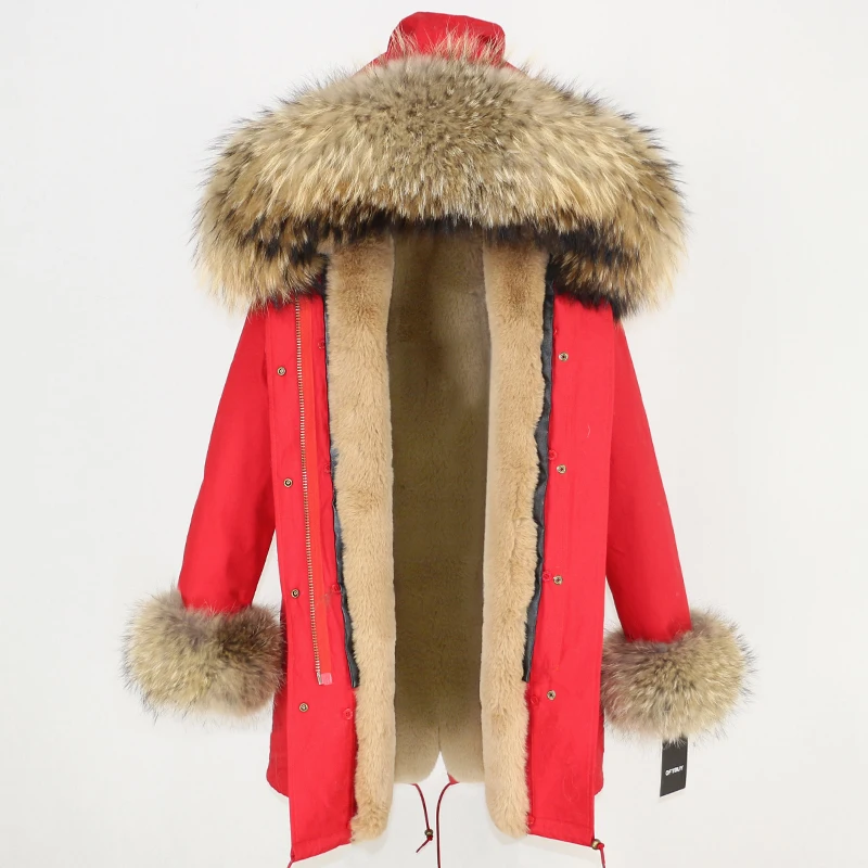 OFTBUY, пальто с натуральным мехом, зимняя куртка, Женская длинная парка, с манжетами, натуральный мех енота, Отделка капюшона, Толстая теплая уличная одежда, верхняя одежда, новинка